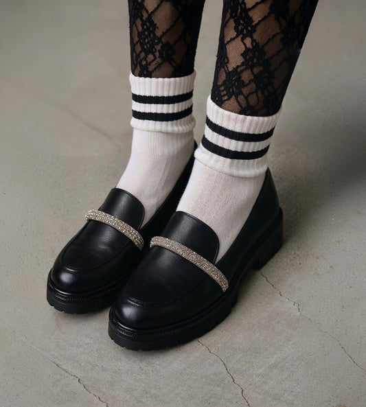 MOCASIN NEGRO TIRA DE BRILLOS
